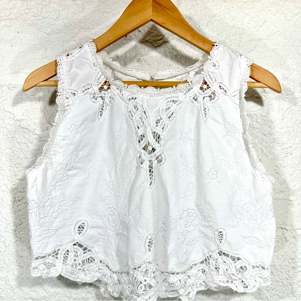 Vintage/Handmade Lace Openwork Crop Top